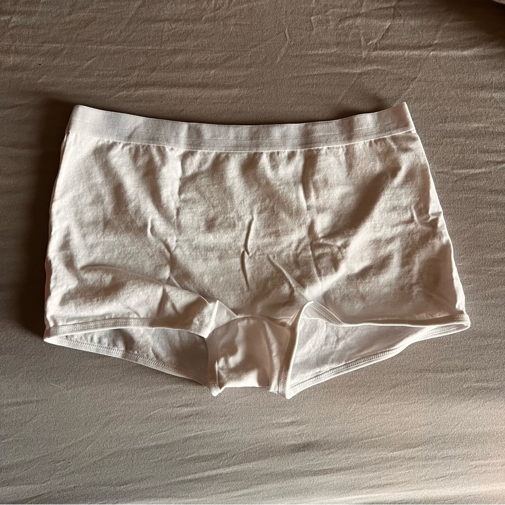 White cotton boyshort womens panties wrn